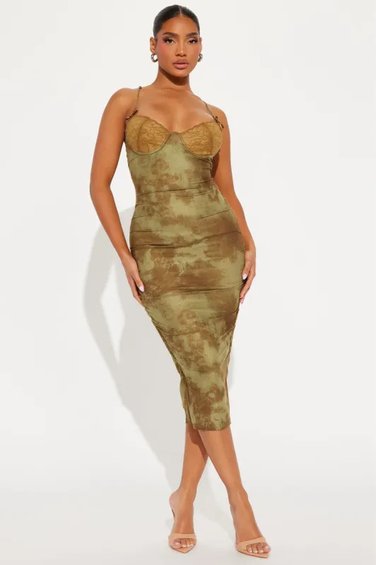 Elvira Mesh Midi Dress - Brown sold by Fashion Nova