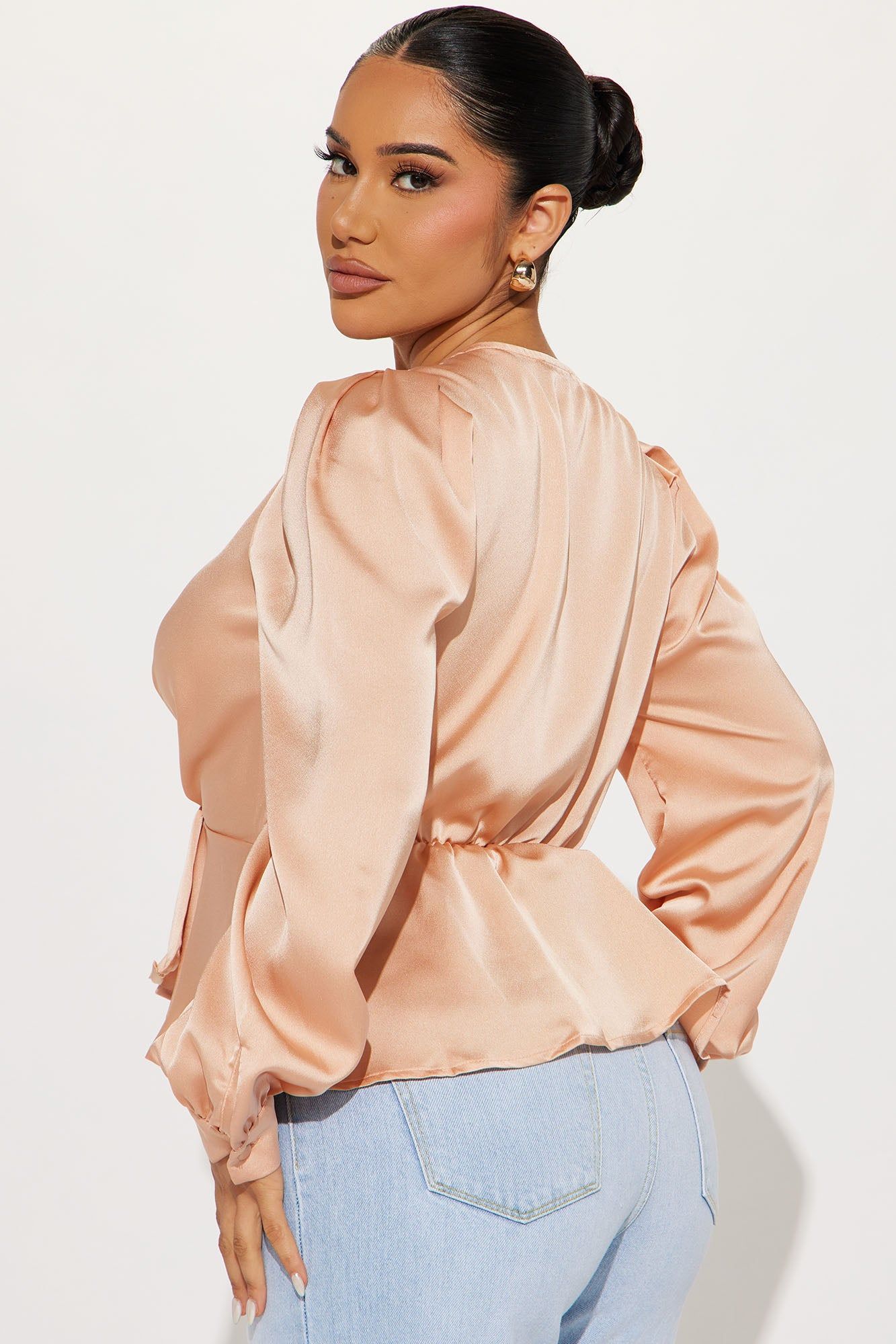 Linda Satin Blouse Top - Champagne sold by Fashion Nova product image thumbnail 3