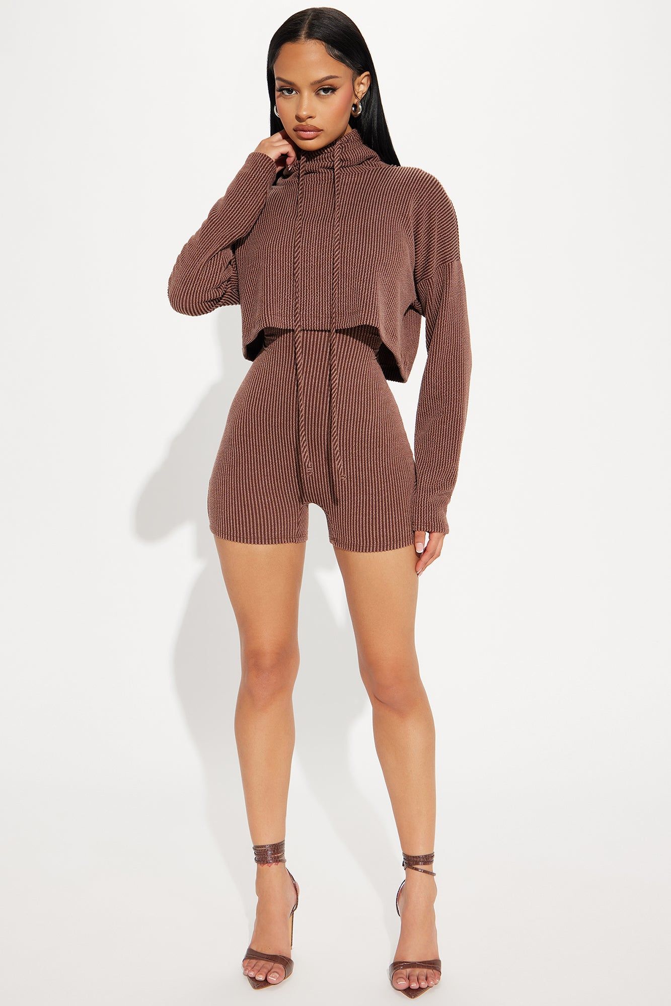 Thinking It Over Romper Set - Chocolate sold by Fashion Nova product image thumbnail 3