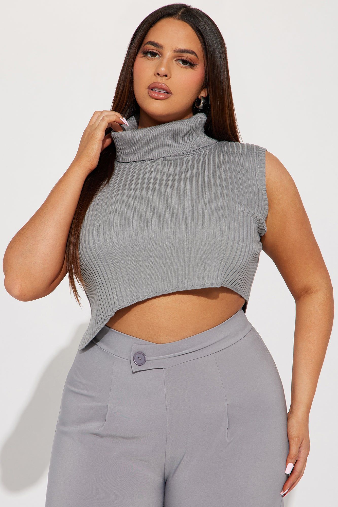 Sophisticated Babe Sweater Top - Grey sold by Fashion Nova product image thumbnail 4
