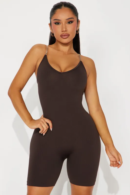 Beatrix Seamless Romper - Chocolate sold by Fashion Nova