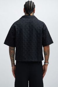 Tracer Textured Cropped Shirt - Black sold by Fashion Nova