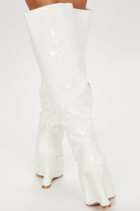 Madilynn Knee High Wedge Boots - White sold by Fashion Nova