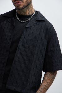 Tracer Textured Cropped Shirt - Black sold by Fashion Nova