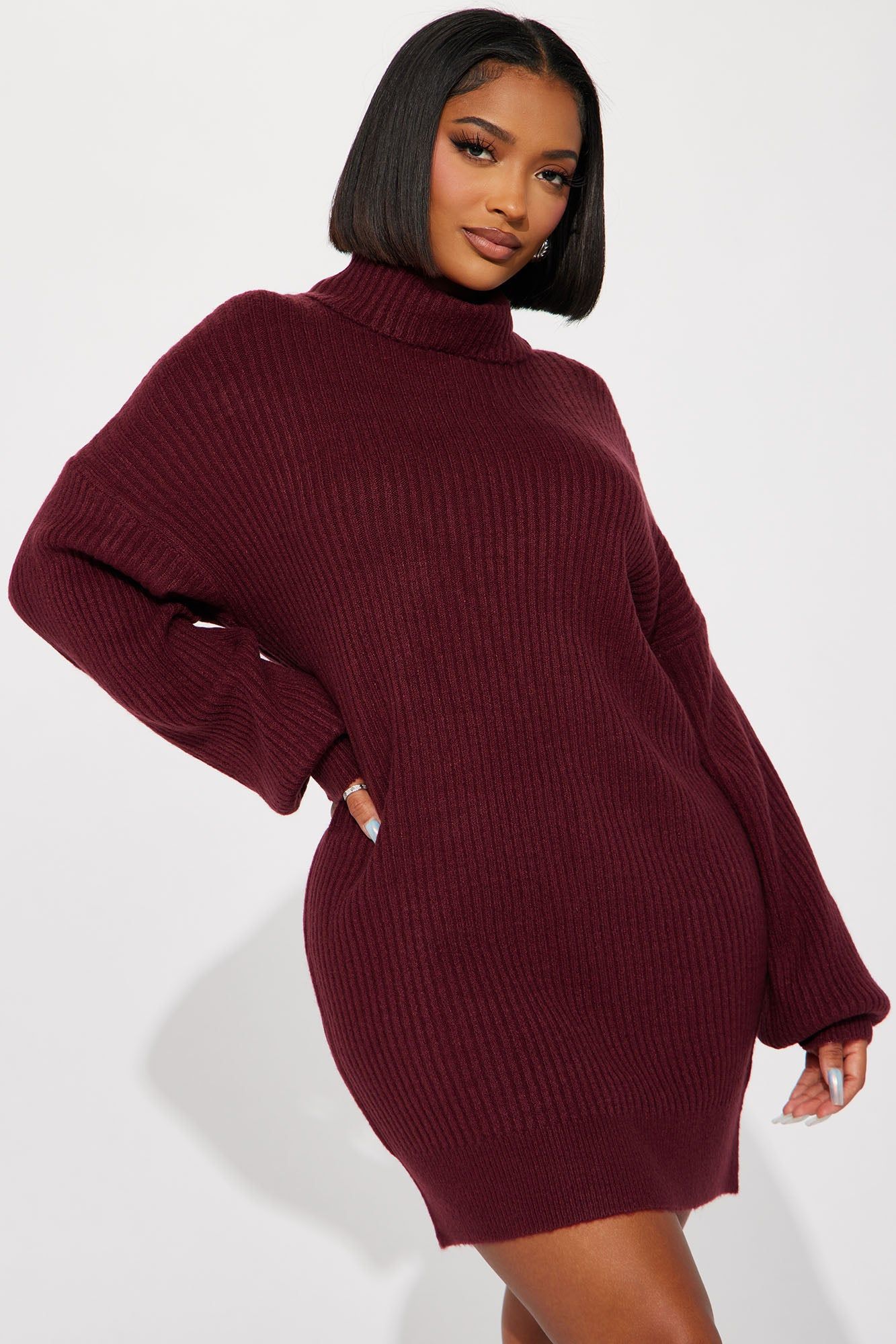 Karina Sweater Mini Dress - Marsala sold by Fashion Nova product image thumbnail 2