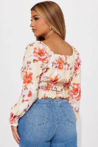 A Sunny Day Floral Blouse Top - Yellow/combo sold by Fashion Nova