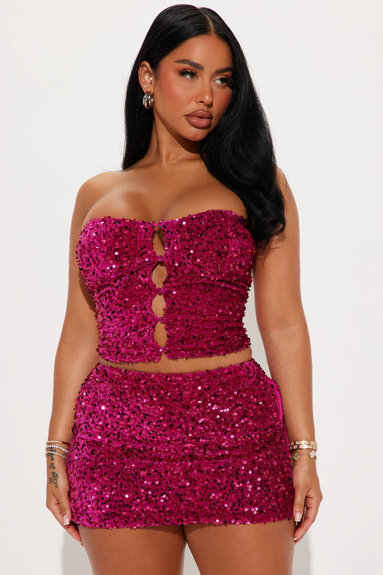 It's My Birthday Sequin Skirt Set - Hot Pink sold by Fashion Nova product image thumbnail 2