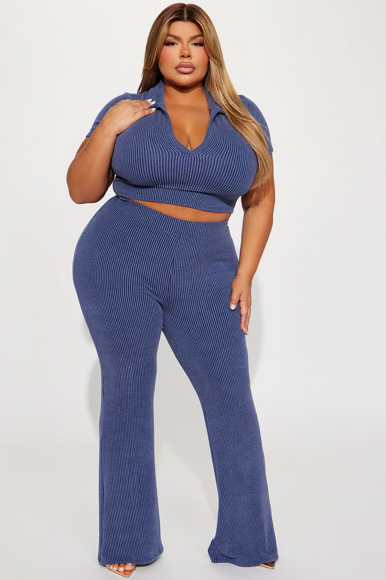 Josie Ribbed Pant Set - Navy sold by Fashion Nova product image thumbnail 4