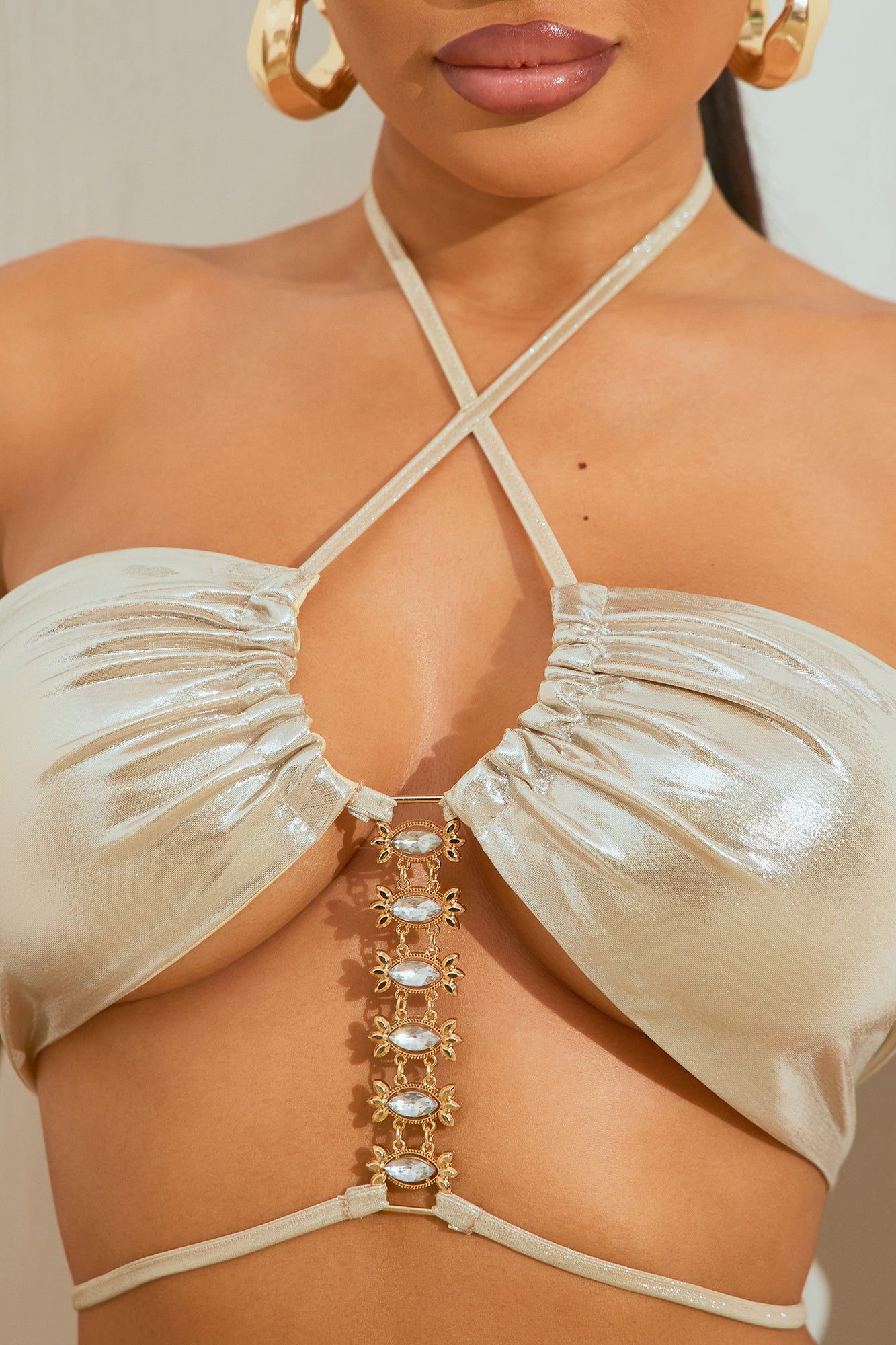 Poolside Sipping Jewel Hardware 2 Piece Bikini - Gold sold by Fashion Nova product image thumbnail 2