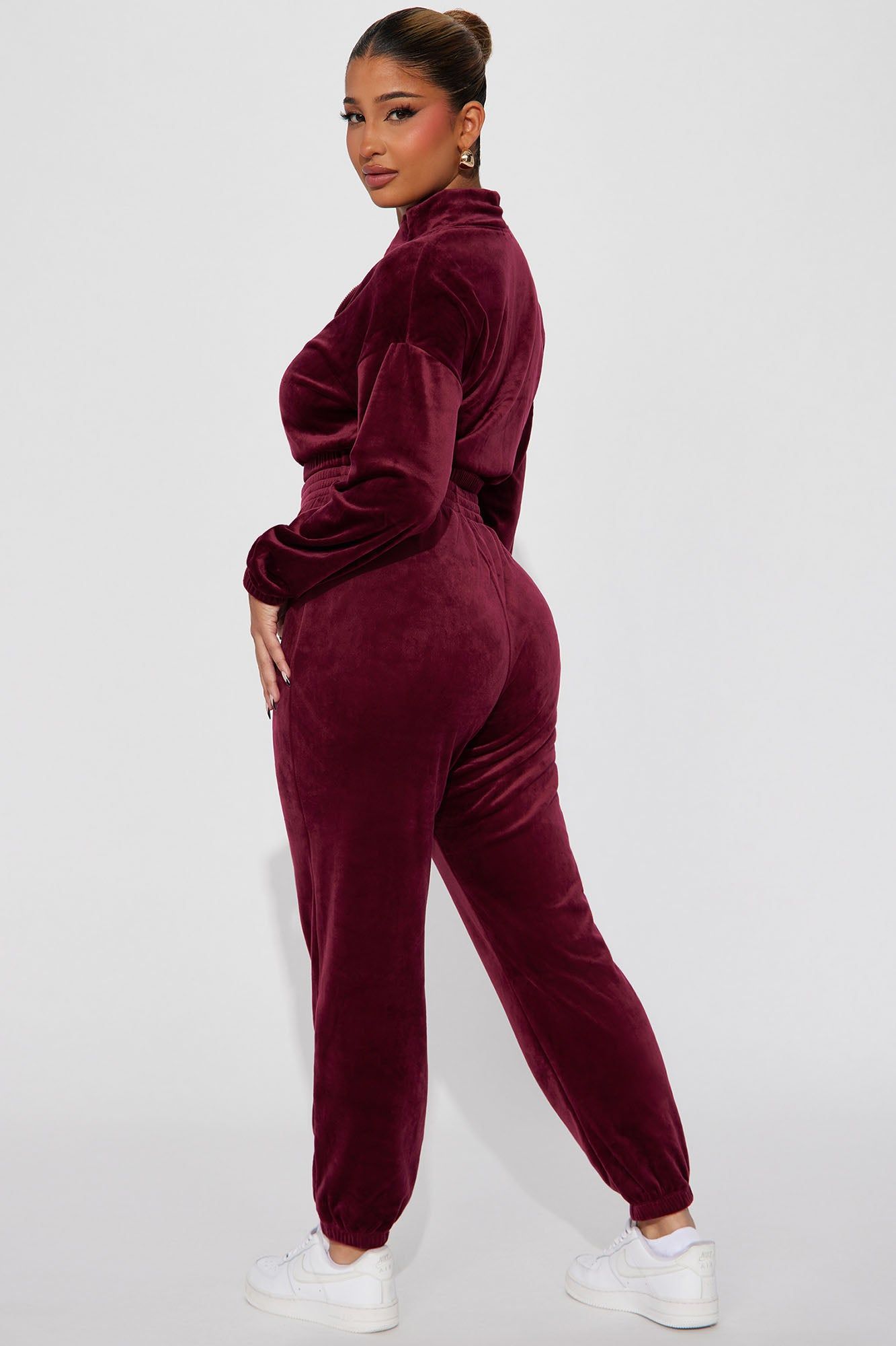 Soft Side Velour Jogger Set - Burgundy sold by Fashion Nova product image thumbnail 3