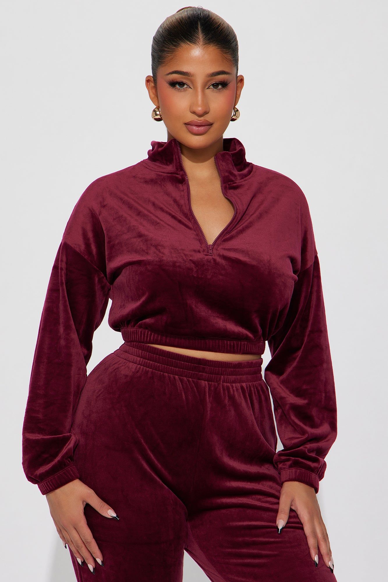 Soft Side Velour Jogger Set - Burgundy sold by Fashion Nova product image thumbnail 2