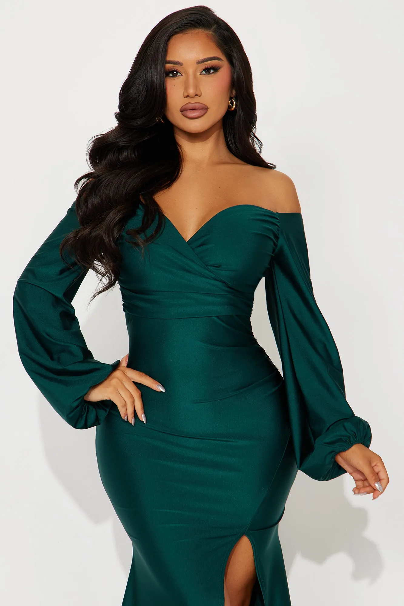 Denise Off Shoulder Maxi Dress - Hunter sold by Fashion Nova product image thumbnail 2
