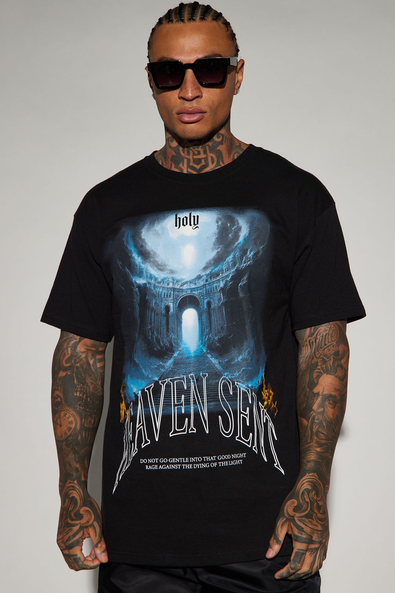 Heaven Sent Blessed Short Sleeve Tee - Black sold by Fashion Nova