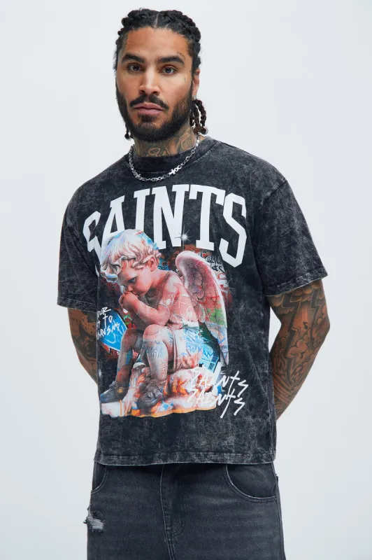 Saints Art Oversize Short Sleeve Tee - Black sold by Fashion Nova