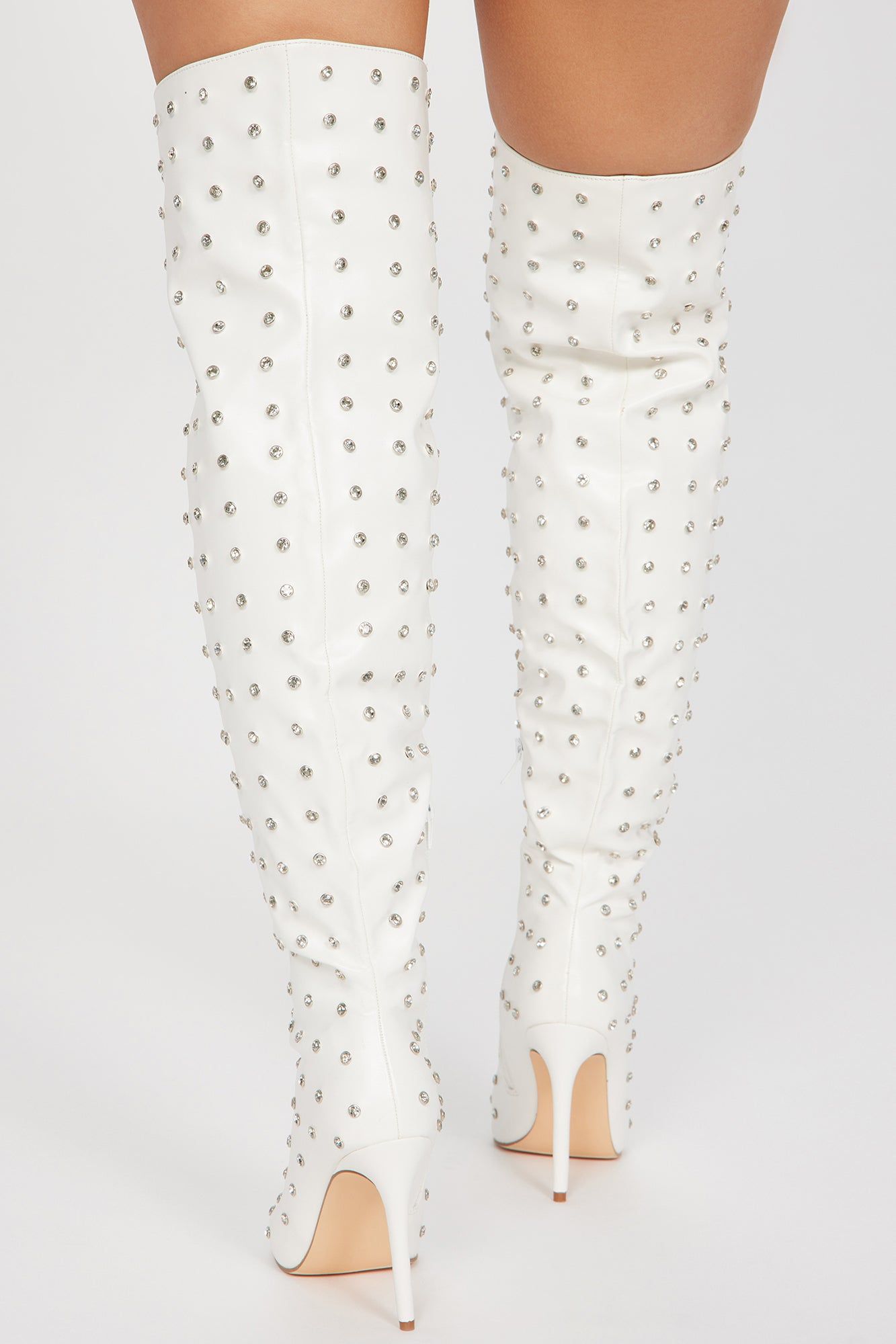 Let's Mingle Over The Knee Heeled Boots - White sold by Fashion Nova product image thumbnail 4