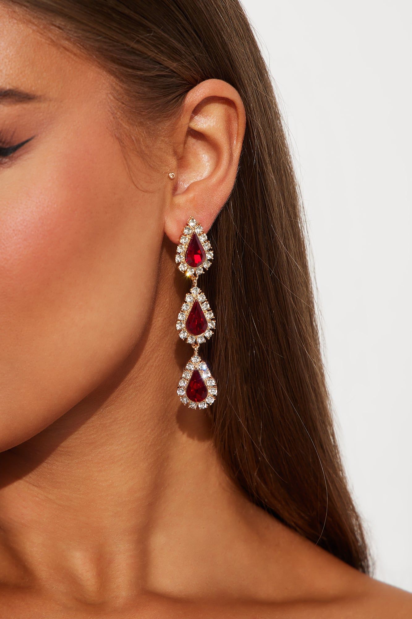 Pretty To See Drop Earrings - Gold/Red sold by Fashion Nova