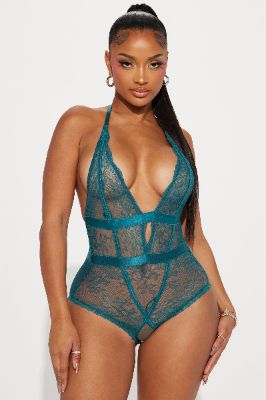 Bare It All Lace Teddy - Teal sold by Fashion Nova