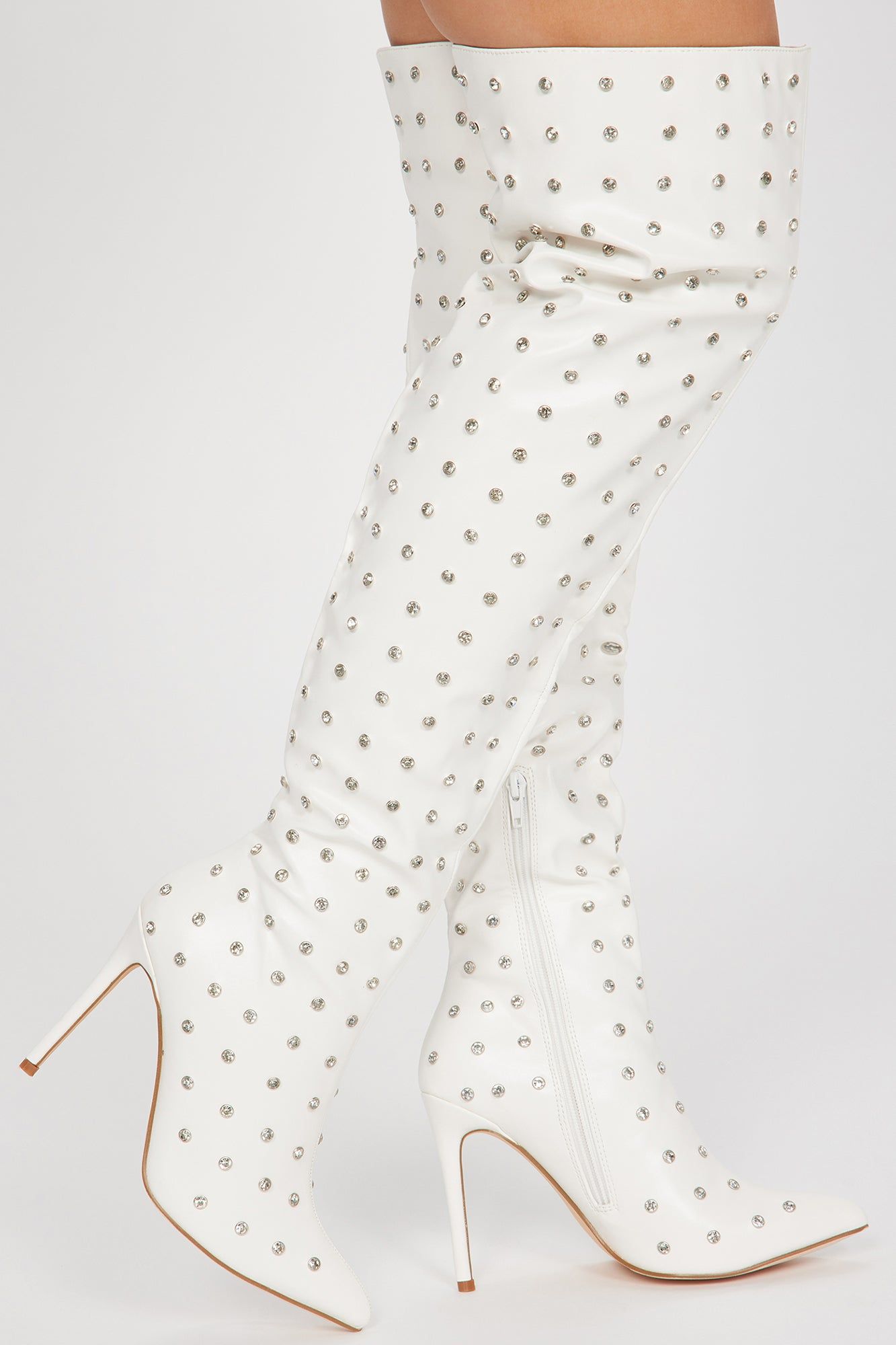 Let's Mingle Over The Knee Heeled Boots - White sold by Fashion Nova product image thumbnail 3