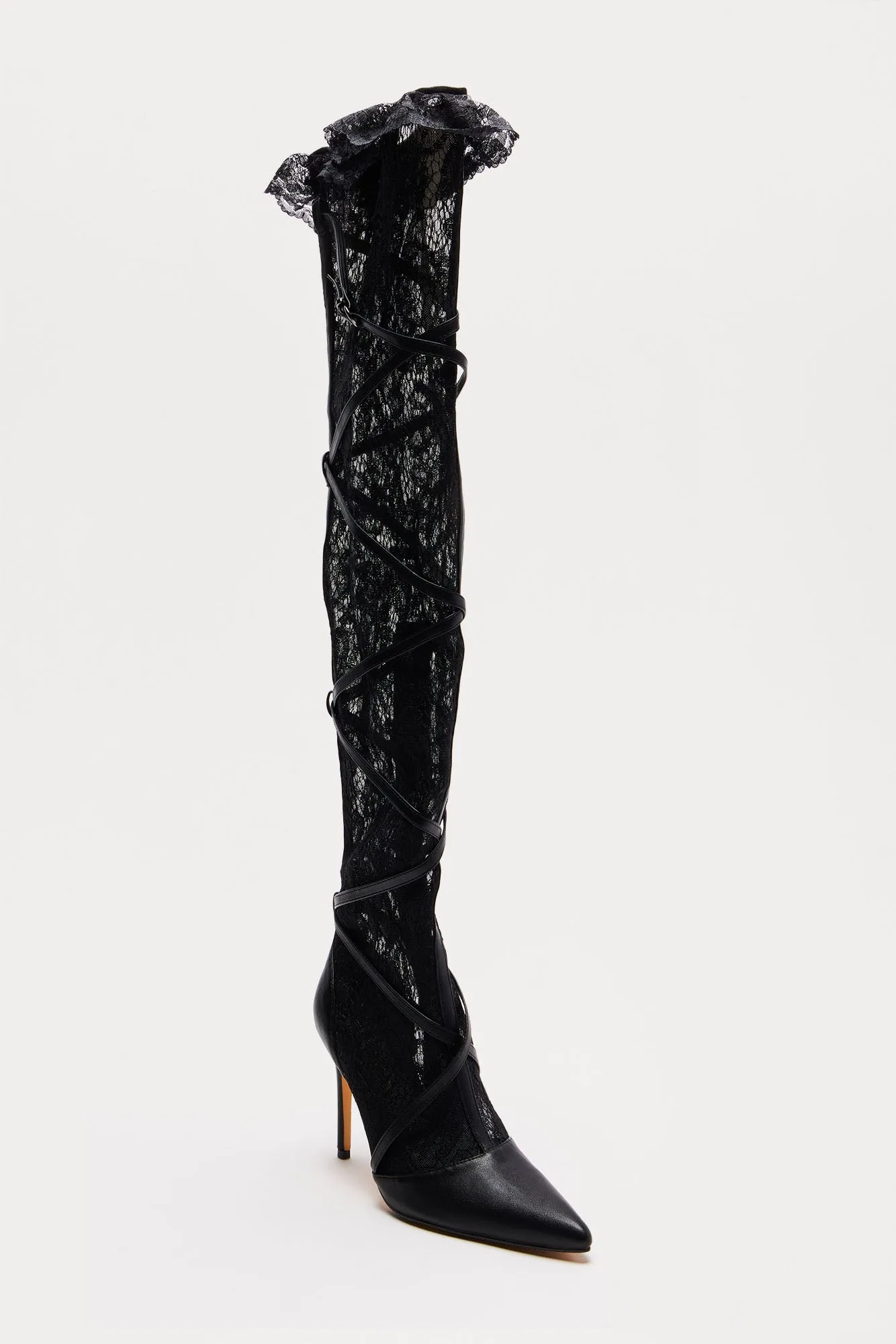 Presley Lace Thigh High Boots - Black sold by Fashion Nova product image thumbnail 3