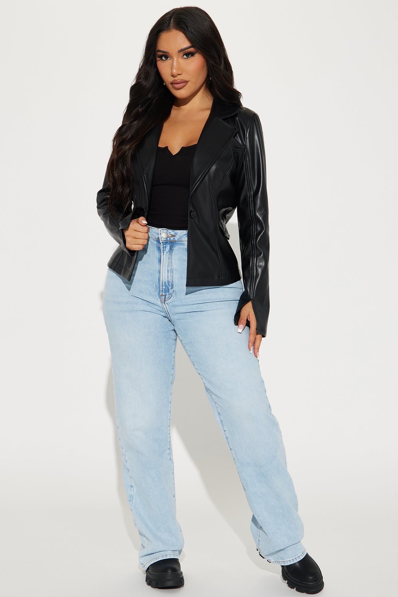 Lia Faux Leather Blazer - Black sold by Fashion Nova product image thumbnail 2