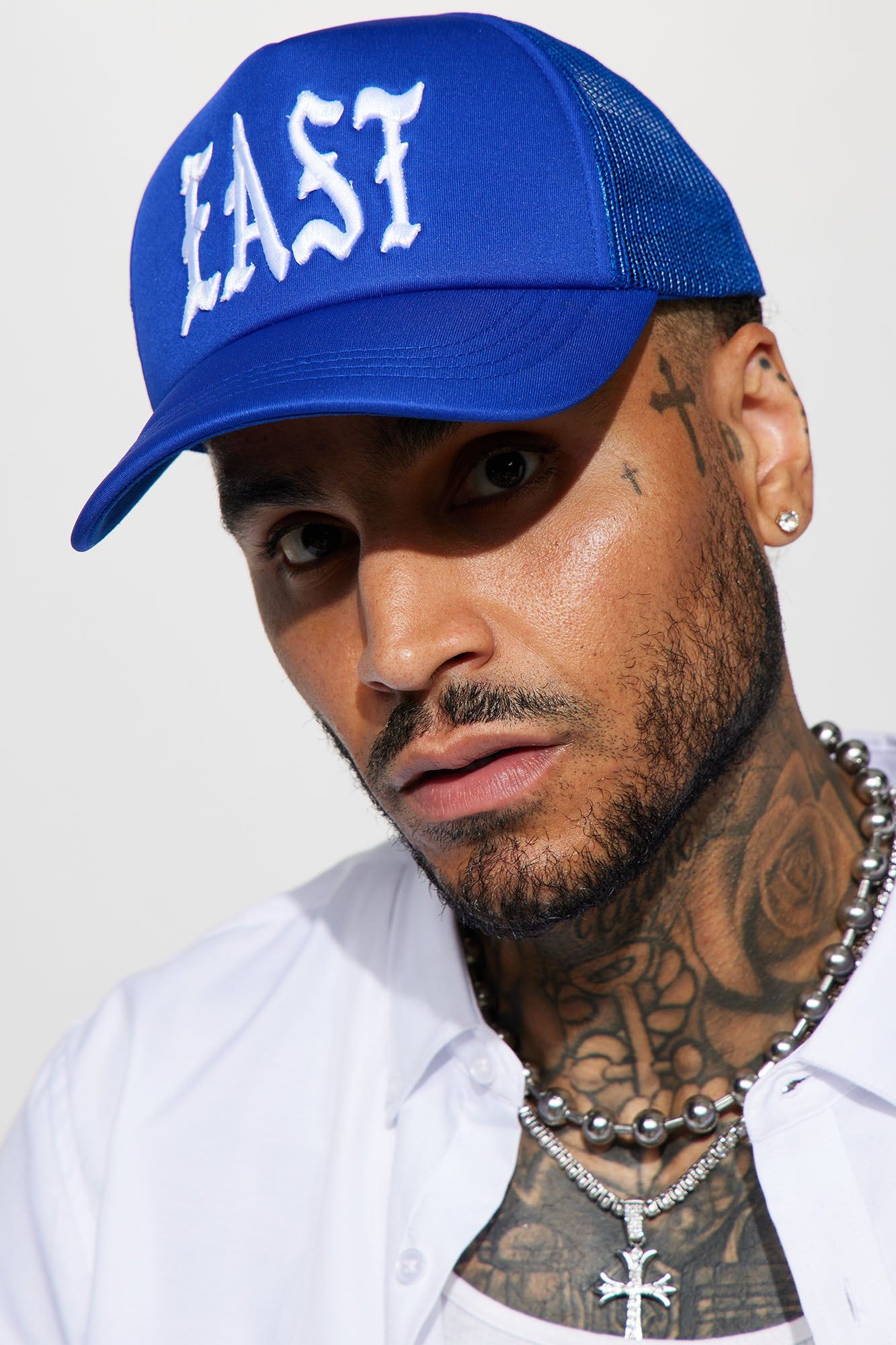 East Side Trucker Hat - Royal sold by Fashion Nova