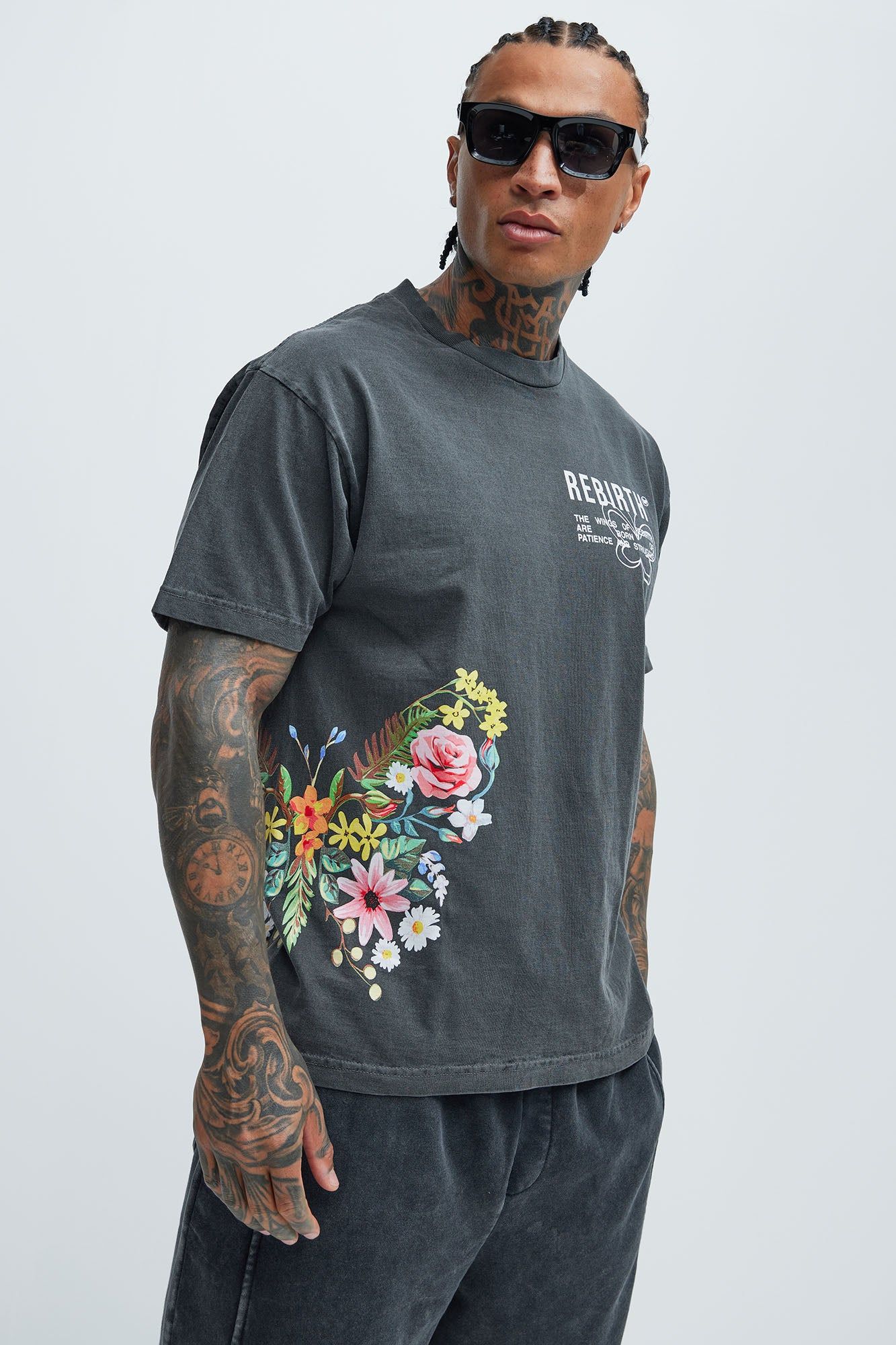 Wings Of Rebirth Short Sleeve Tee - Black sold by Fashion Nova