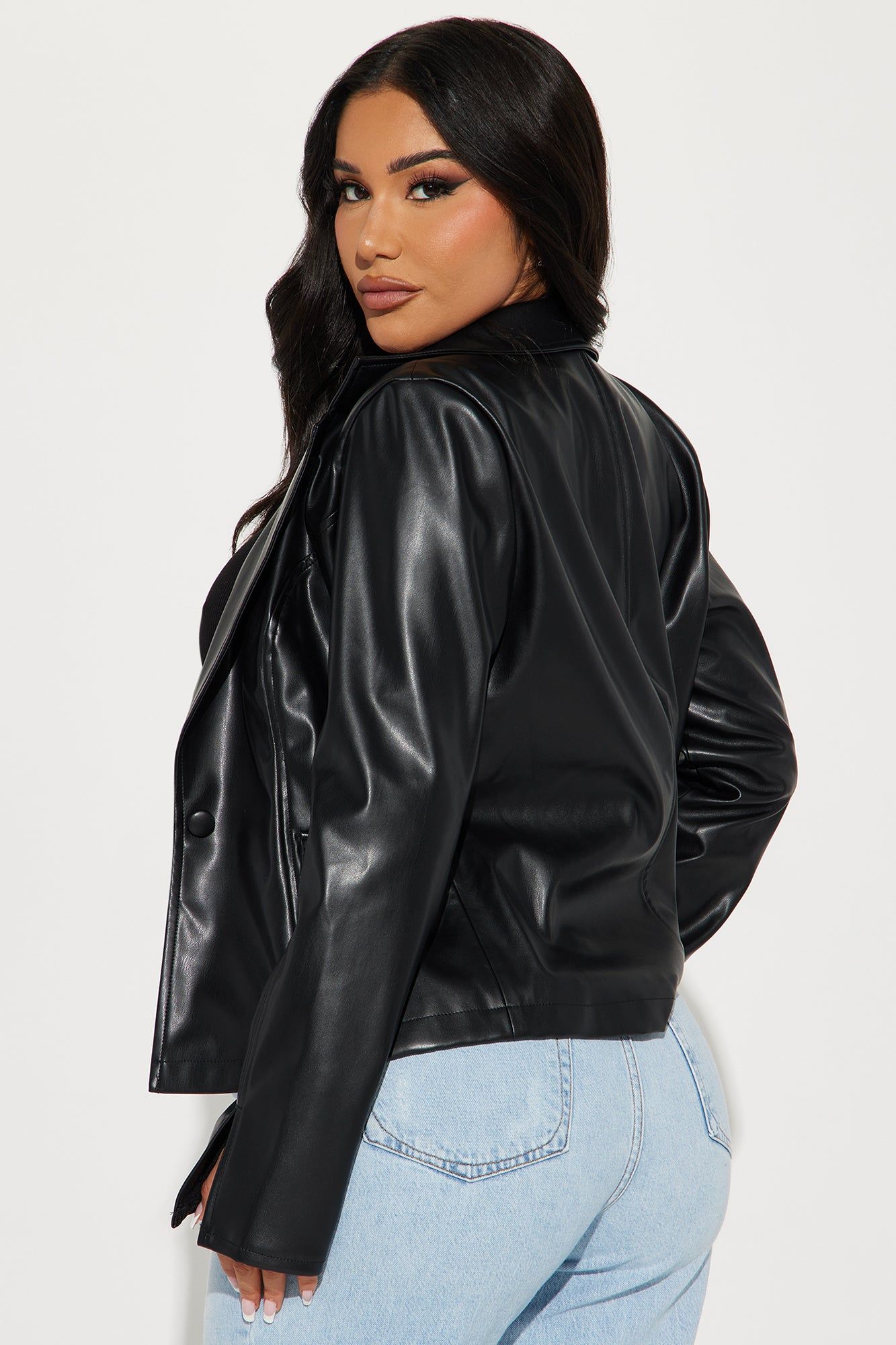 Lia Faux Leather Blazer - Black sold by Fashion Nova product image thumbnail 3