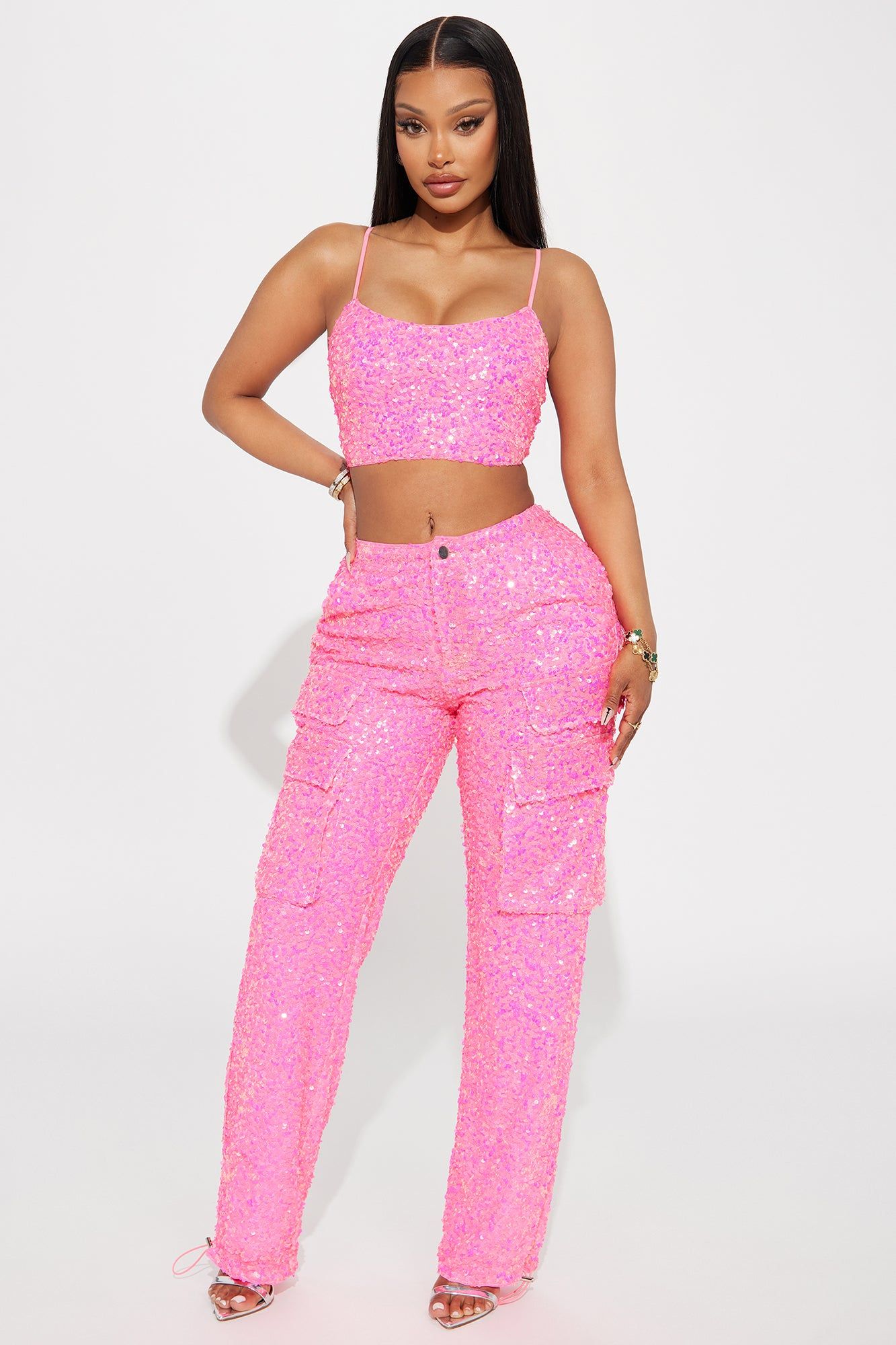Always Sparkle Sequin Pant Set - Pink sold by Fashion Nova
