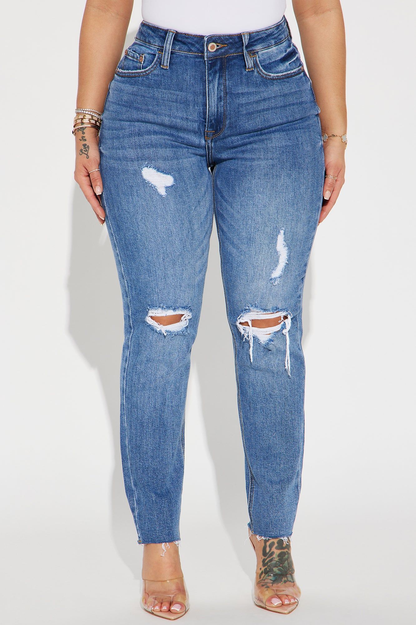 Manifest It Ripped Stretch Straight Leg Jeans - Medium Wash sold by Fashion Nova product image thumbnail 2