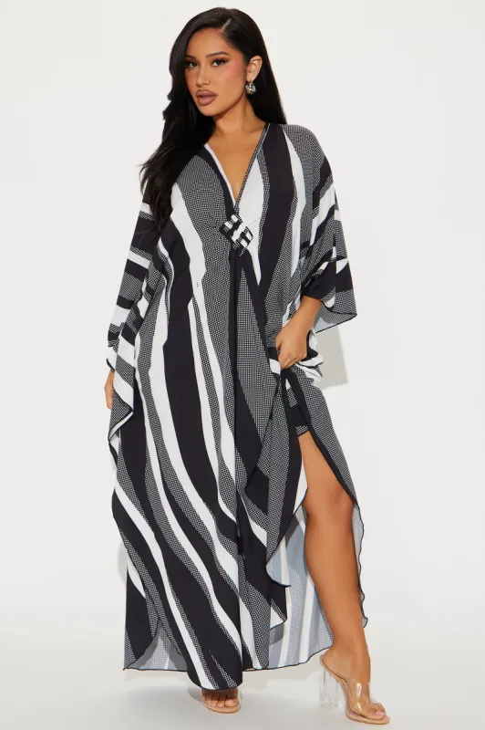 Private Island Maxi Cover Up - Black/White sold by Fashion Nova