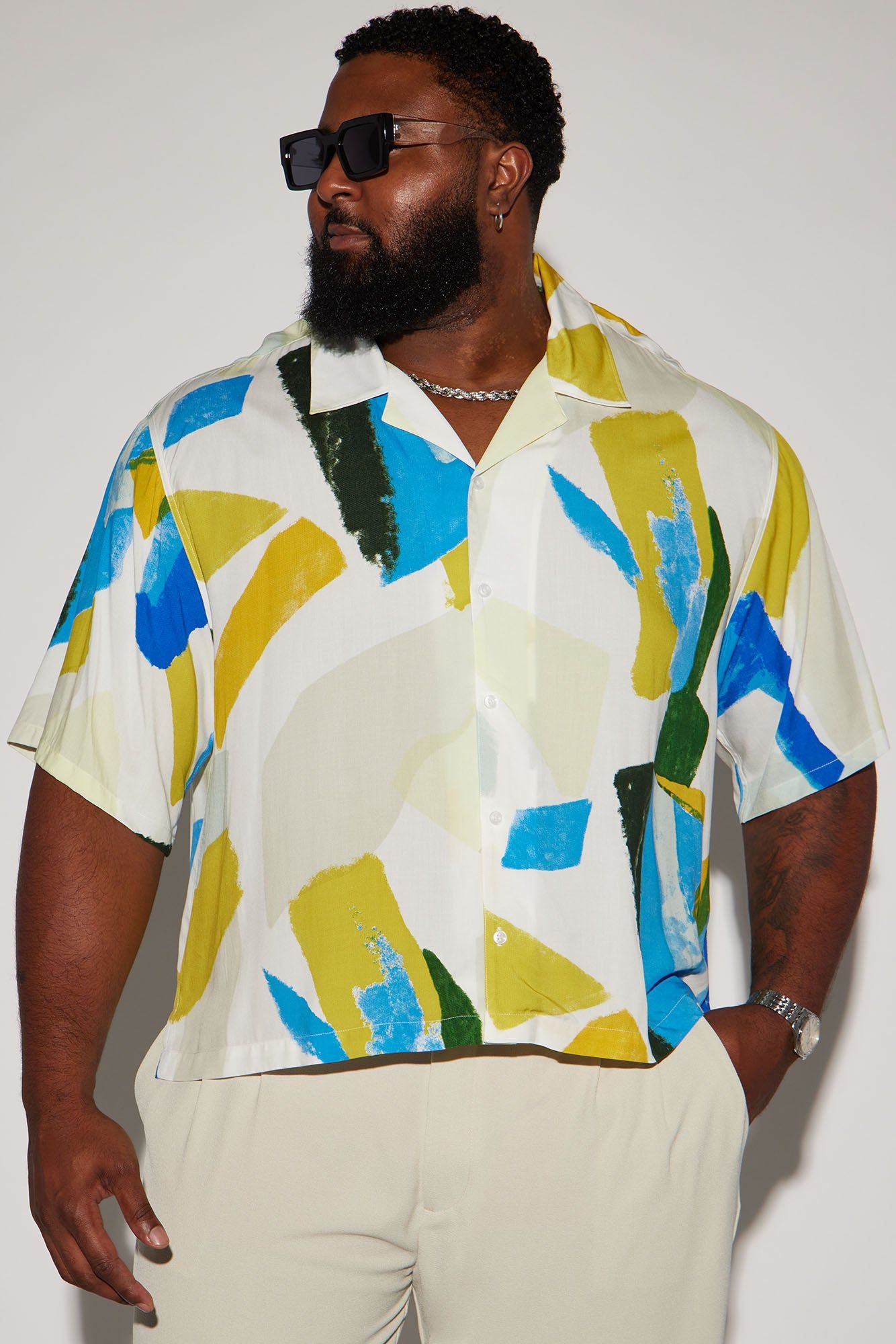 Get Thru Button Up Shirt - Blue/combo sold by Fashion Nova product image thumbnail 4