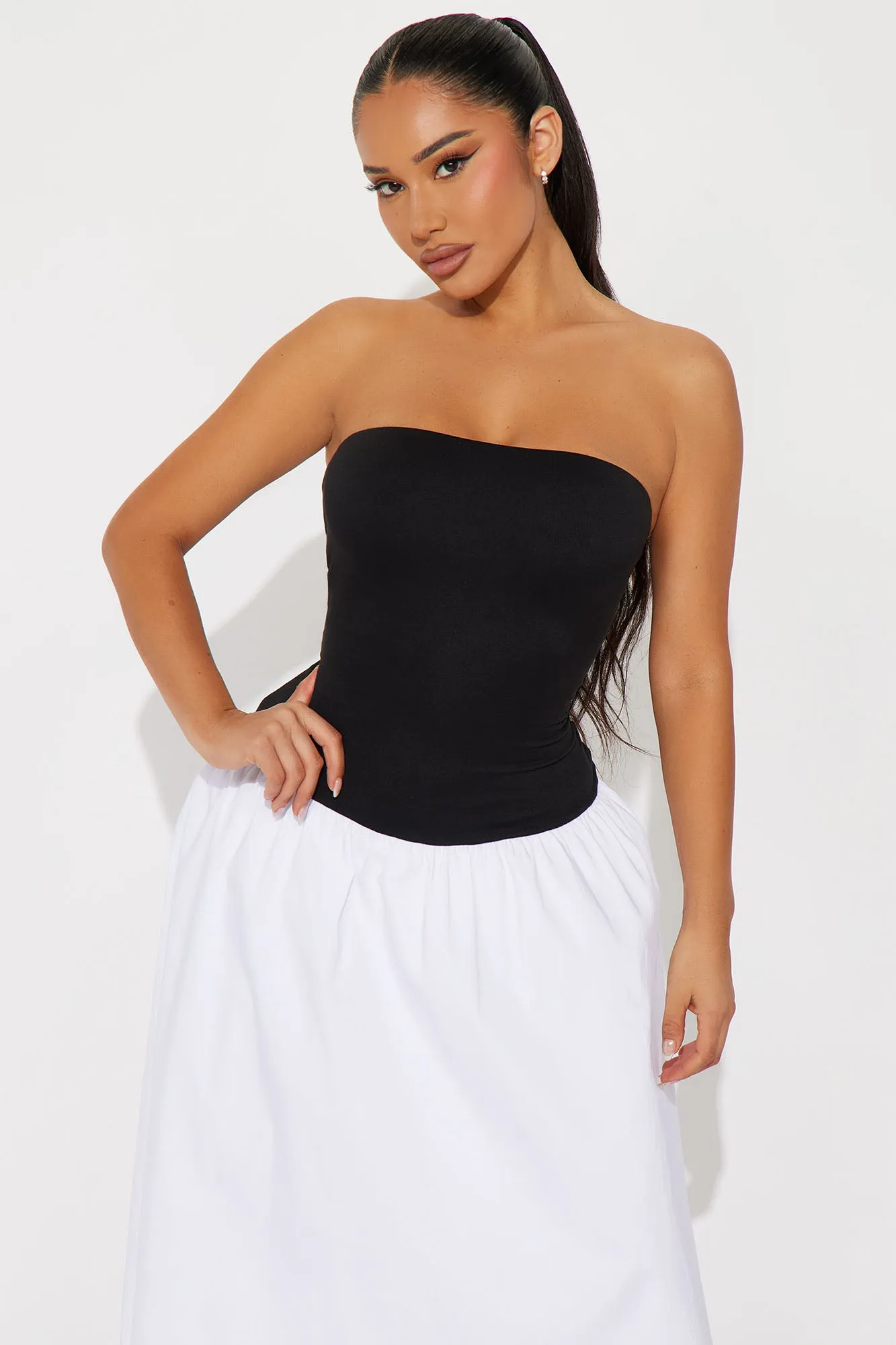 Emorie Strapless Midi Dress - Black/White sold by Fashion Nova product image thumbnail 4