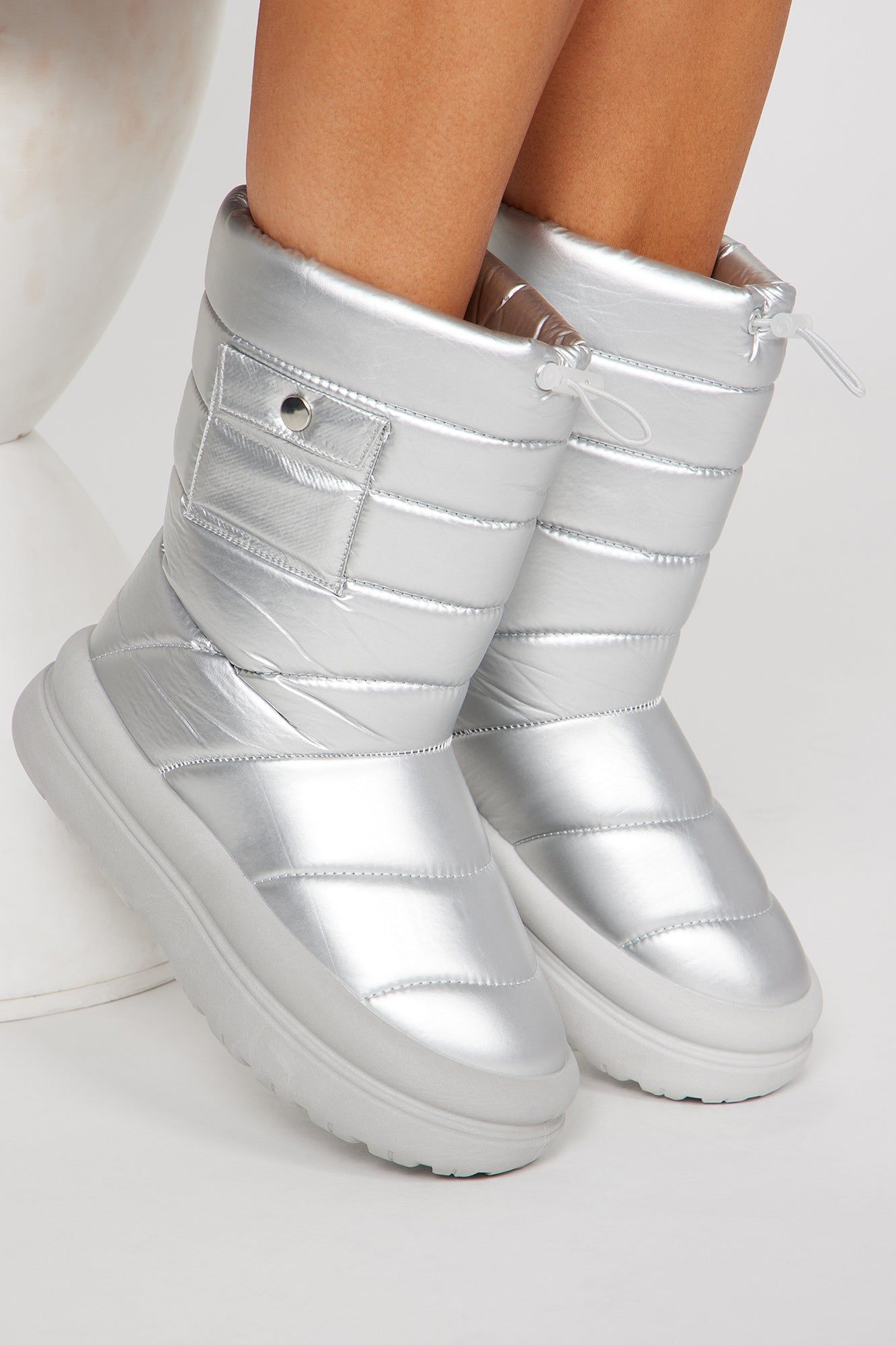 Snow Ready Boots - Silver sold by Fashion Nova