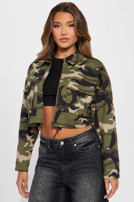 Battle Out Jacket - Olive/combo sold by Fashion Nova