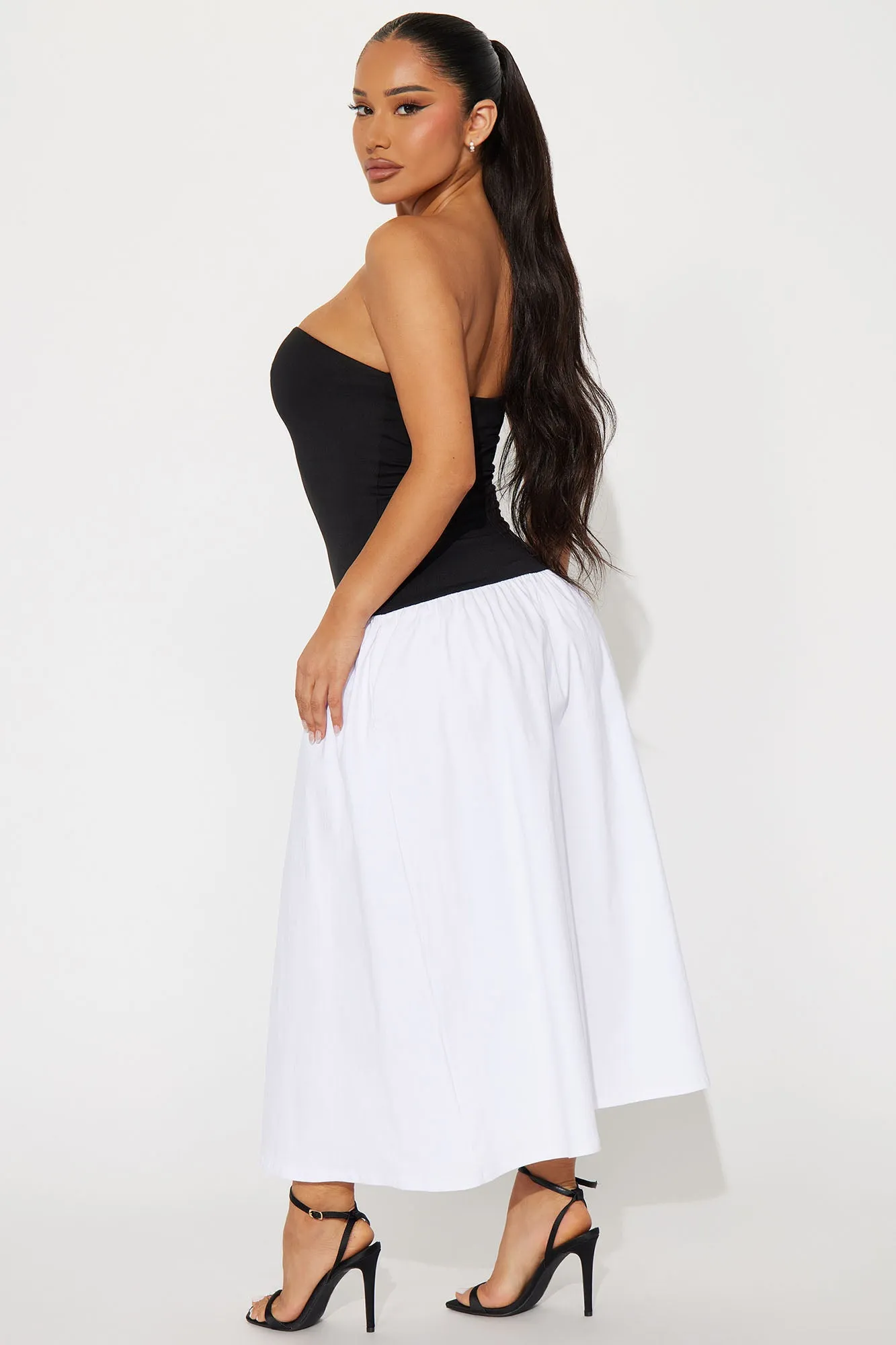 Emorie Strapless Midi Dress - Black/White sold by Fashion Nova product image thumbnail 5