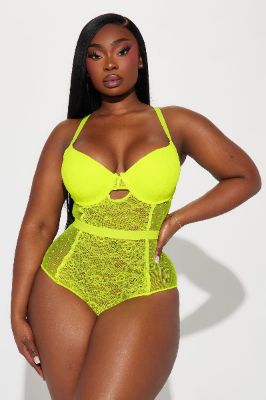 Romantic Affair Lace Teddy - Neon Yellow sold by Fashion Nova