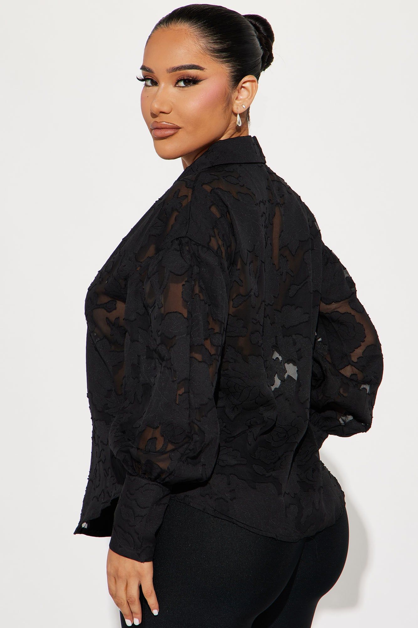 Smell The Roses Jacquard Shirt - Black sold by Fashion Nova product image thumbnail 3