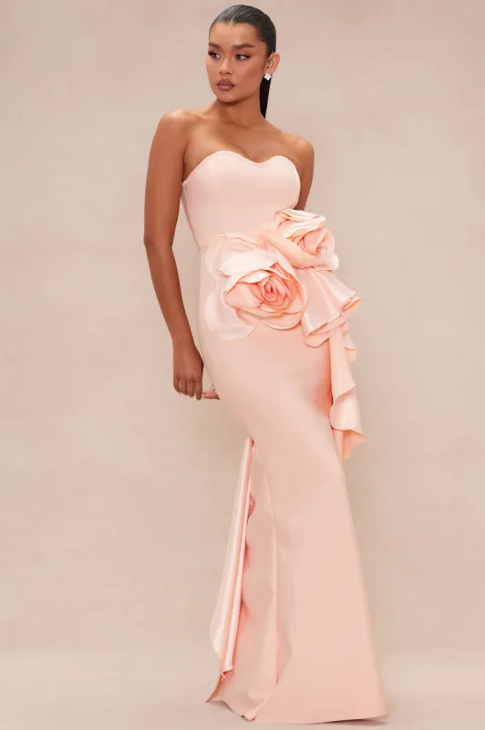 Nadia Flower Bandage Gown - Blush sold by Fashion Nova