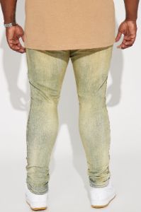 Check Me Out Ripped Stacked Skinny Jeans - Vintage Blue Wash sold by Fashion Nova