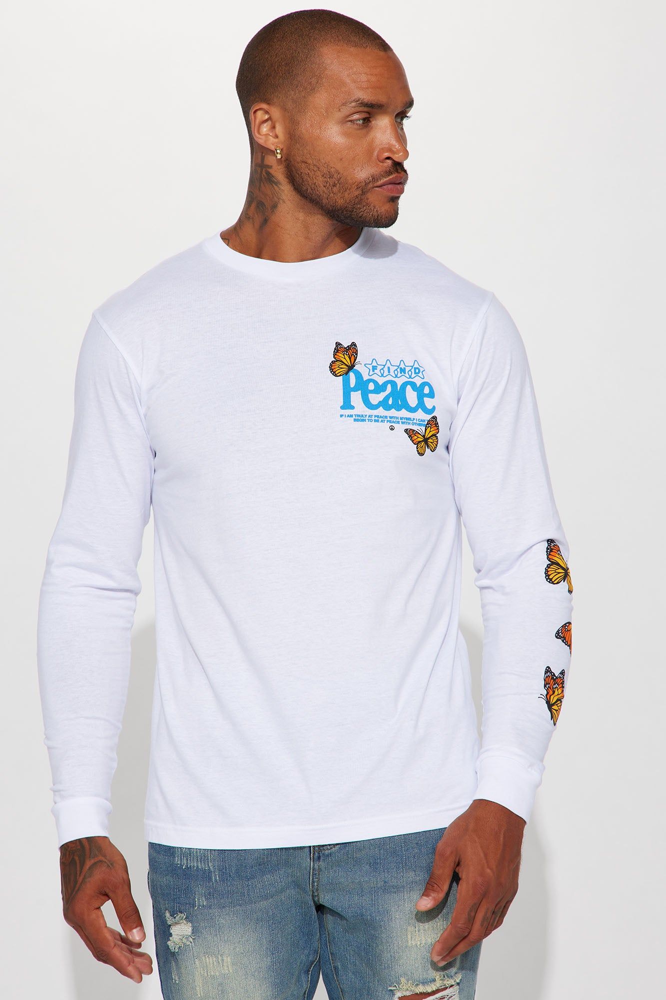 Find Peace Long Sleeve Tee - White sold by Fashion Nova product image thumbnail 4