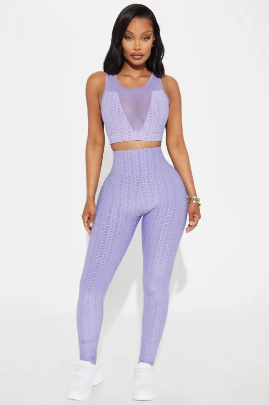 The Best Assets Textured Scrunch Butt Active Leggings - Lilac sold by Fashion Nova