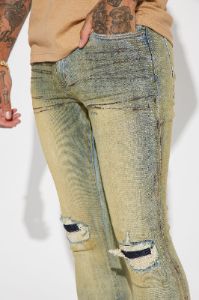 Check Me Out Ripped Stacked Skinny Jeans - Vintage Blue Wash sold by Fashion Nova