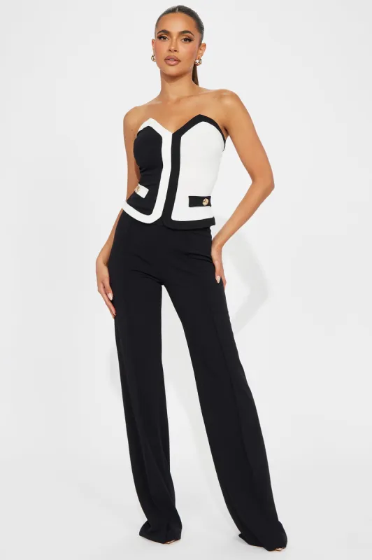 Diana Color Block Pant Set - Black/White sold by Fashion Nova