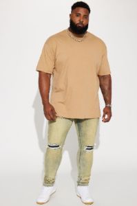 Check Me Out Ripped Stacked Skinny Jeans - Vintage Blue Wash sold by Fashion Nova