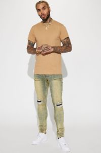 Check Me Out Ripped Stacked Skinny Jeans - Vintage Blue Wash sold by Fashion Nova