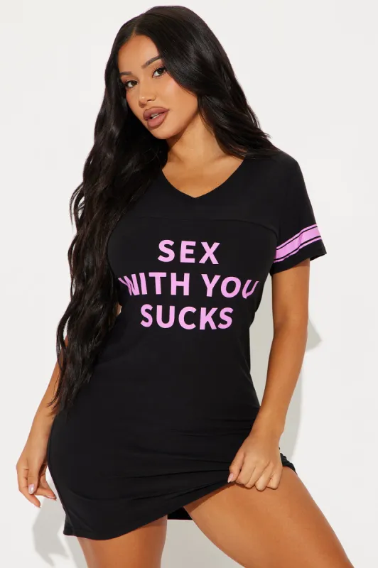 Sex With You Sucks PJ Sleep Shirt - Black/Pink sold by Fashion Nova