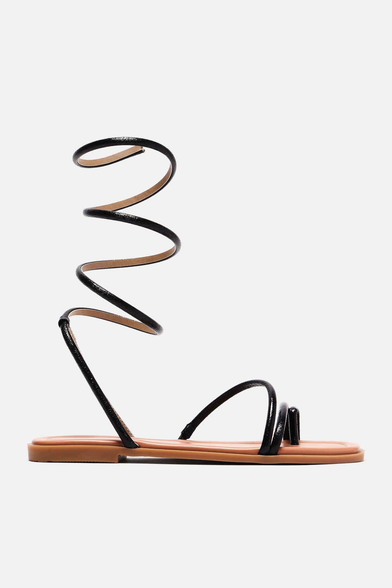 Cherish This Moment Wrap Up Flat Sandals - Black sold by Fashion Nova product image thumbnail 4