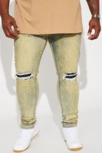 Check Me Out Ripped Stacked Skinny Jeans - Vintage Blue Wash sold by Fashion Nova
