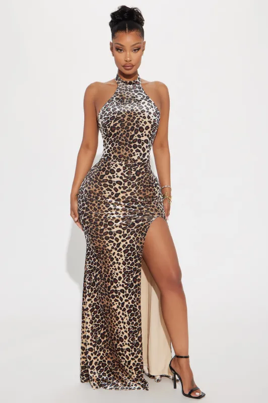 Naya Leopard Velvet Maxi Dress - Leopard sold by Fashion Nova