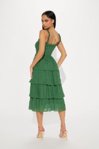Jenni Gauze Midi Dress - Hunter sold by Fashion Nova
